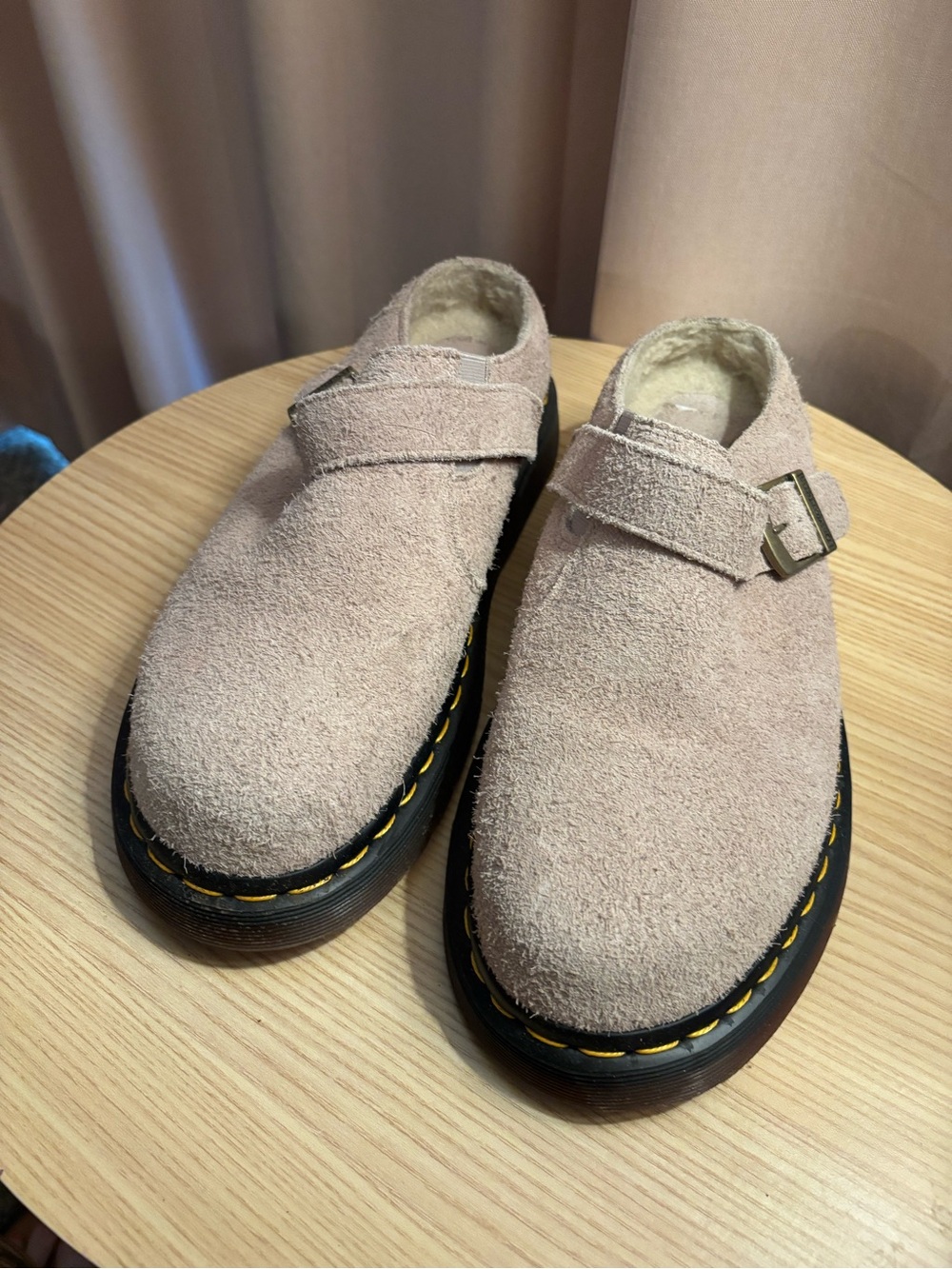 Dr. Martens / Doc Martens Isham Faux Shearling Lined Suede Swingback Mules